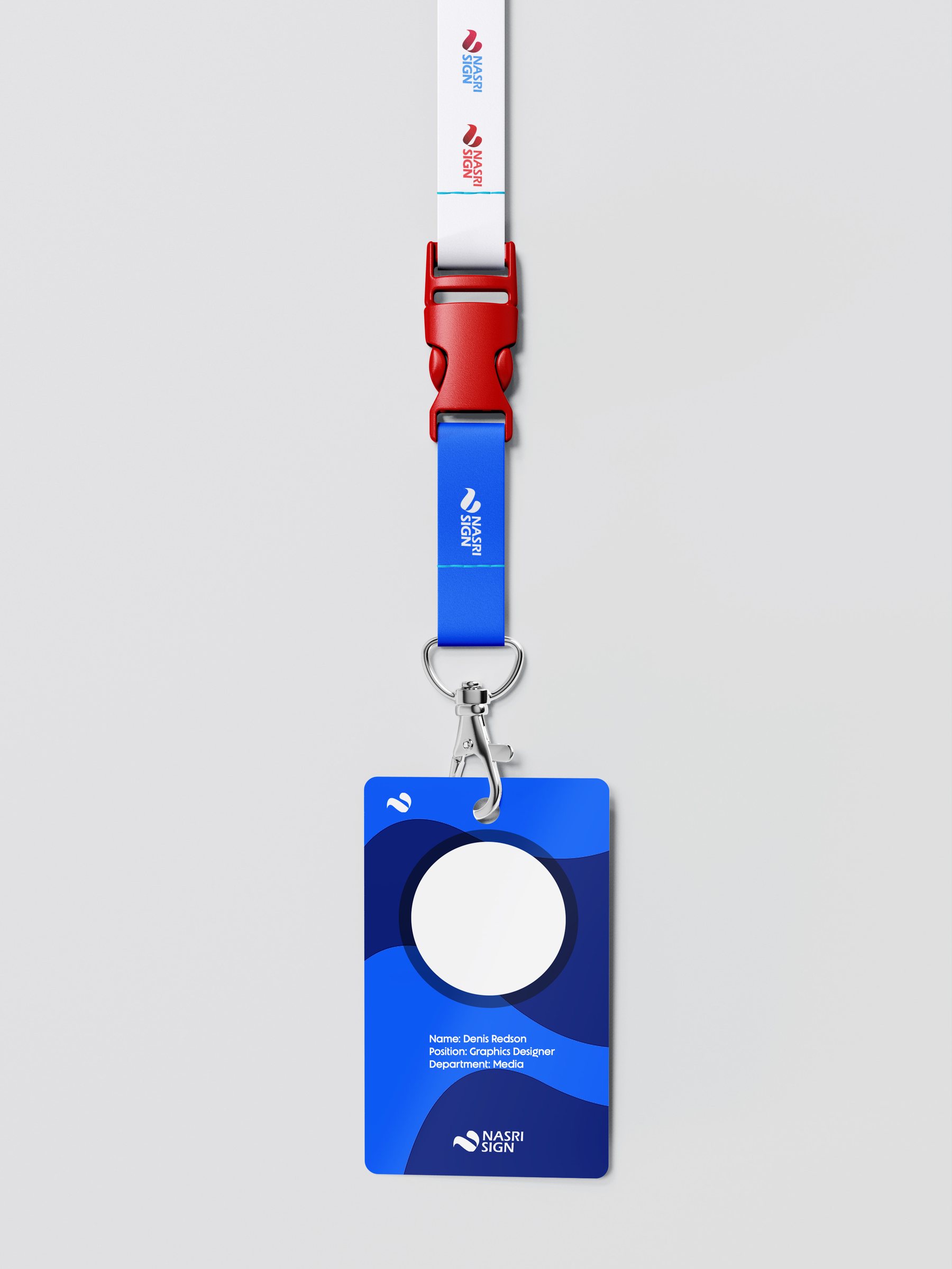 NASRI SIGN lanyard and ID mockup